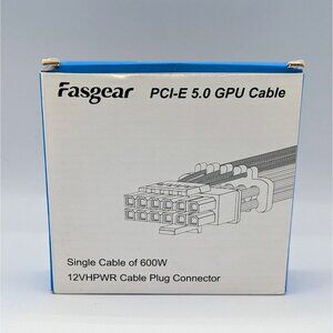 Fasgear PCIe 5.0 GPU Power Cable Sleeved 70cm, 16pin 12+4 12VHPWR Connector…
